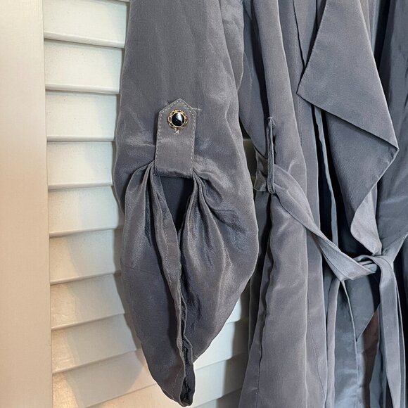 Yumi Kim Claudia Silk Kimono Draped Jacket 8 large grey F1960 - Picture 4 of 10